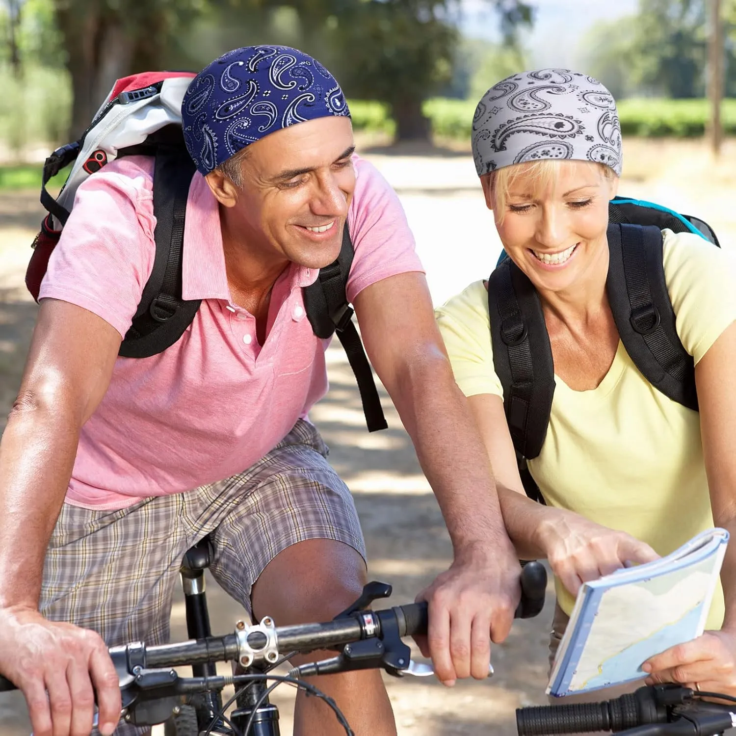 Haysandy 6 Pcs Cooling Skull Cap Motorcycle Helmet Liner Men Women Sweat Wicking Beanie Bicycle Running Cap Head Wrap