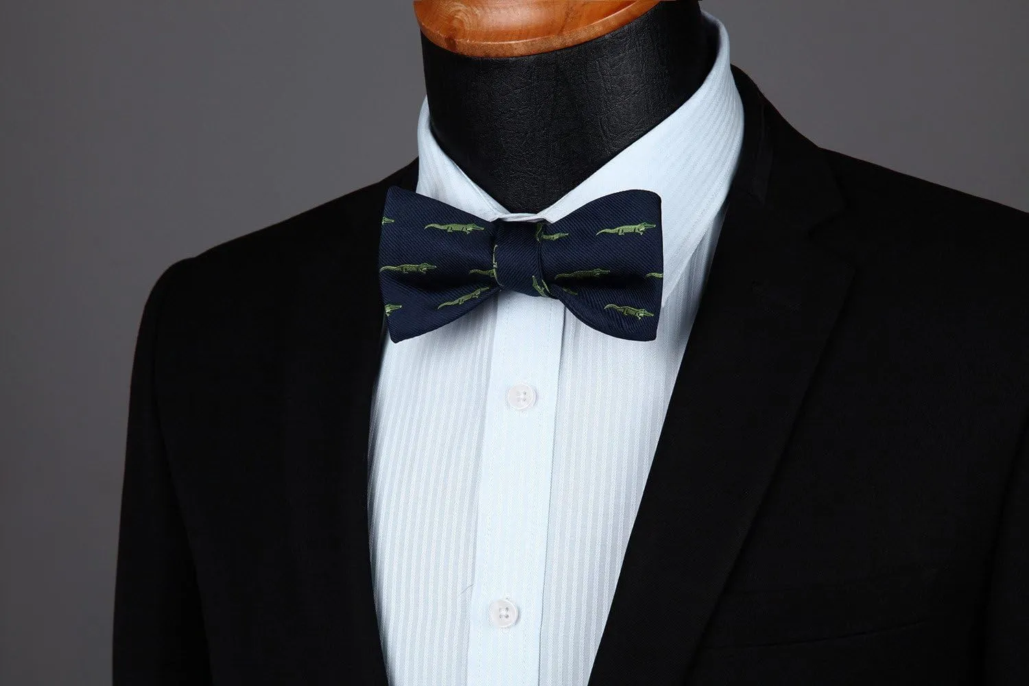 HISDERN Bow Ties for Men Self Tie Animal Bowties Pocket Square Woven Silk Fun Bowtie Handkerchief Set for Wedding Party
