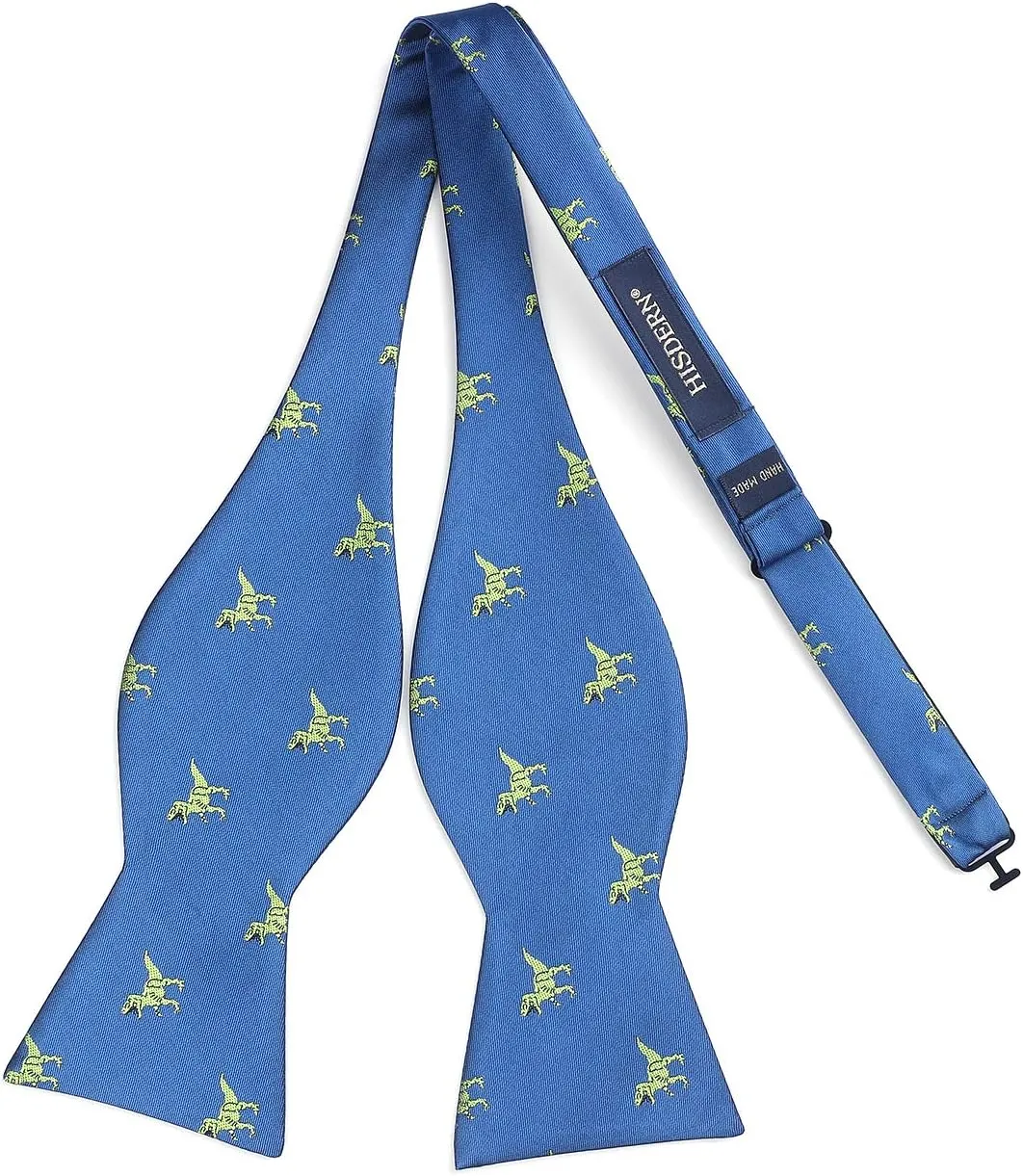 HISDERN Bow Ties for Men Self Tie Animal Bowties Pocket Square Woven Silk Fun Bowtie Handkerchief Set for Wedding Party