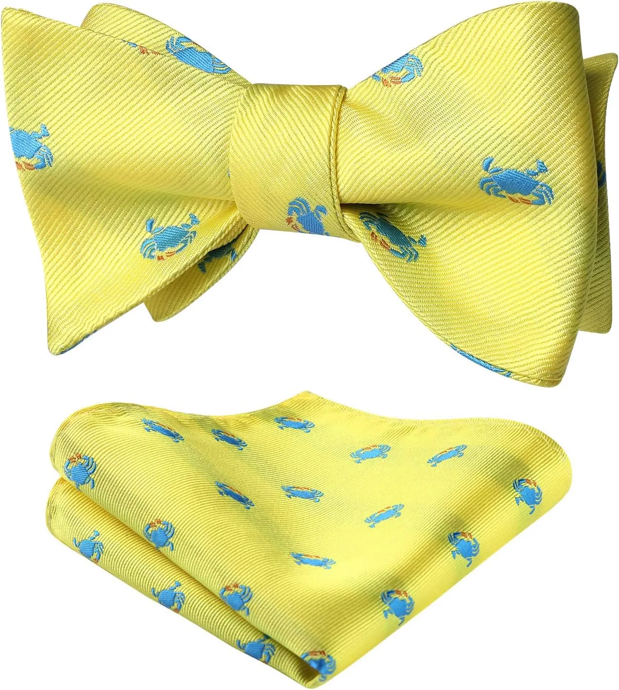 HISDERN Bow Ties for Men Self Tie Animal Bowties Pocket Square Woven Silk Fun Bowtie Handkerchief Set for Wedding Party