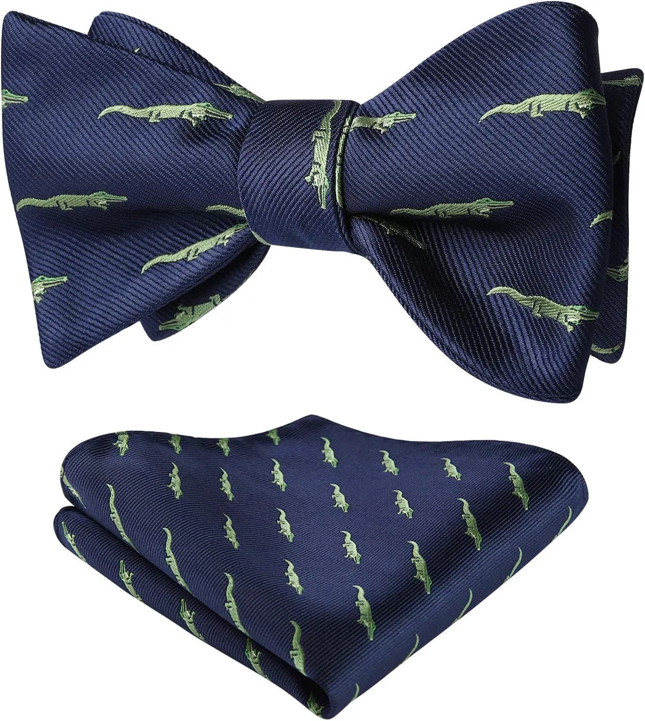 HISDERN Bow Ties for Men Self Tie Animal Bowties Pocket Square Woven Silk Fun Bowtie Handkerchief Set for Wedding Party