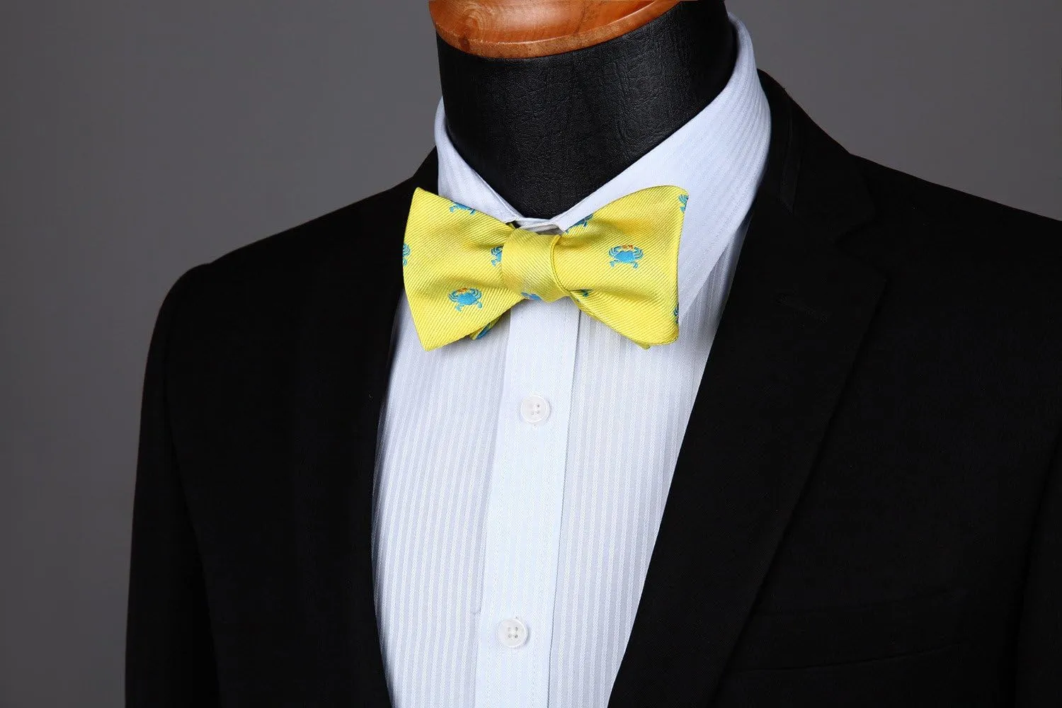 HISDERN Bow Ties for Men Self Tie Animal Bowties Pocket Square Woven Silk Fun Bowtie Handkerchief Set for Wedding Party