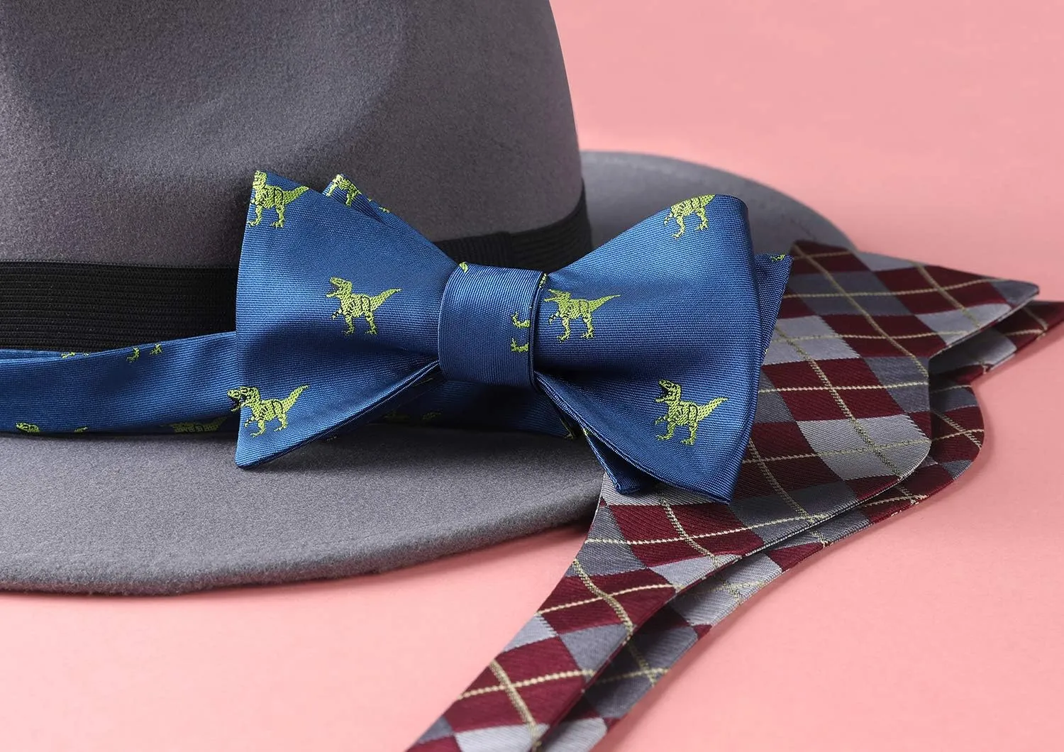 HISDERN Bow Ties for Men Self Tie Animal Bowties Pocket Square Woven Silk Fun Bowtie Handkerchief Set for Wedding Party