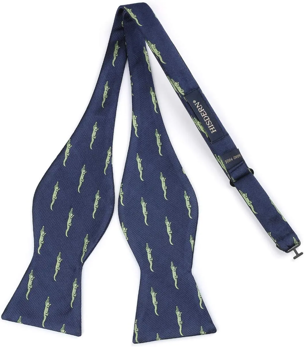 HISDERN Bow Ties for Men Self Tie Animal Bowties Pocket Square Woven Silk Fun Bowtie Handkerchief Set for Wedding Party