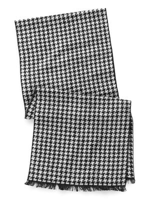 Houndstooth Brushed Silk Scarf - Black/white