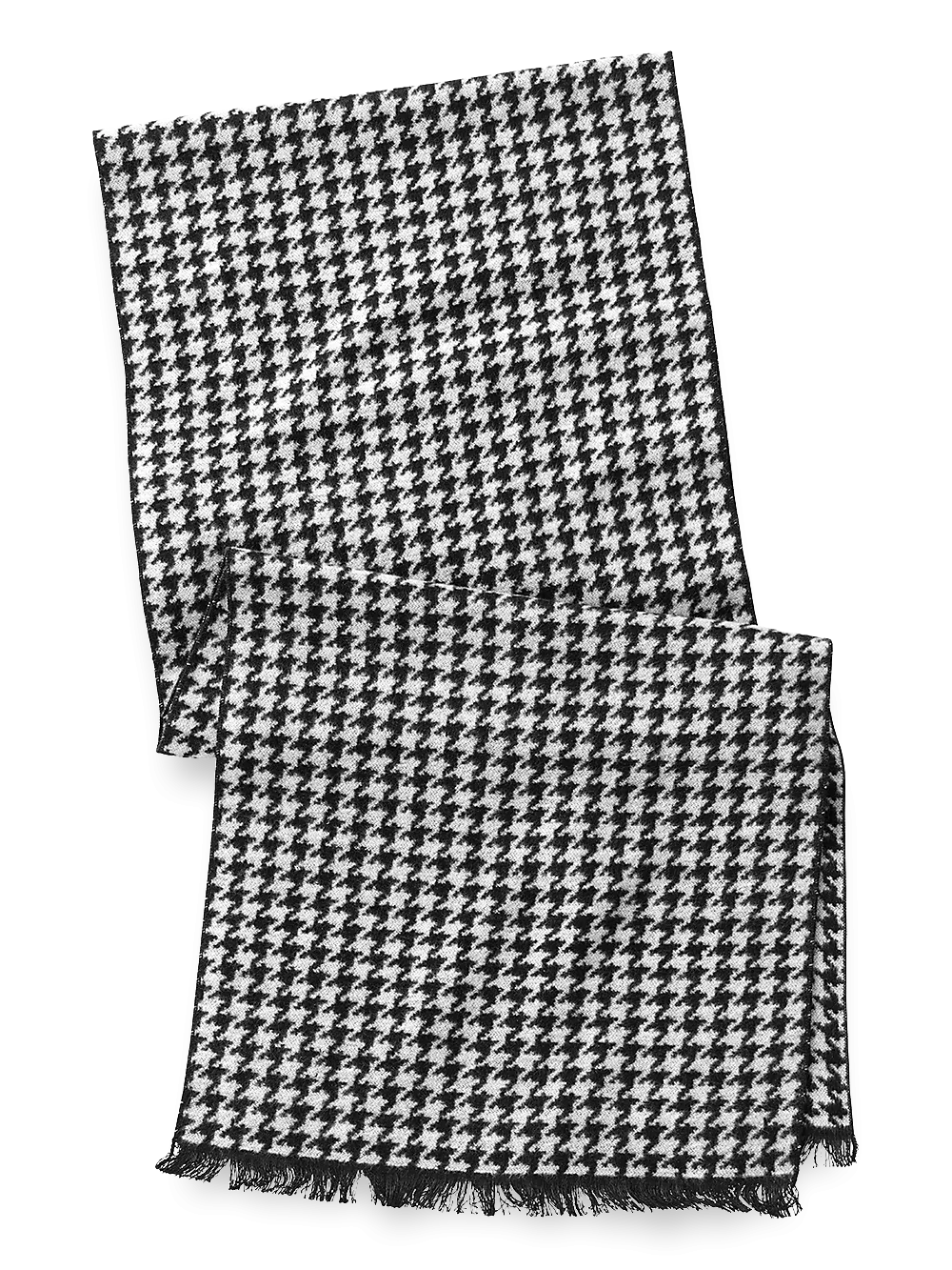 Houndstooth Brushed Silk Scarf - Black/white