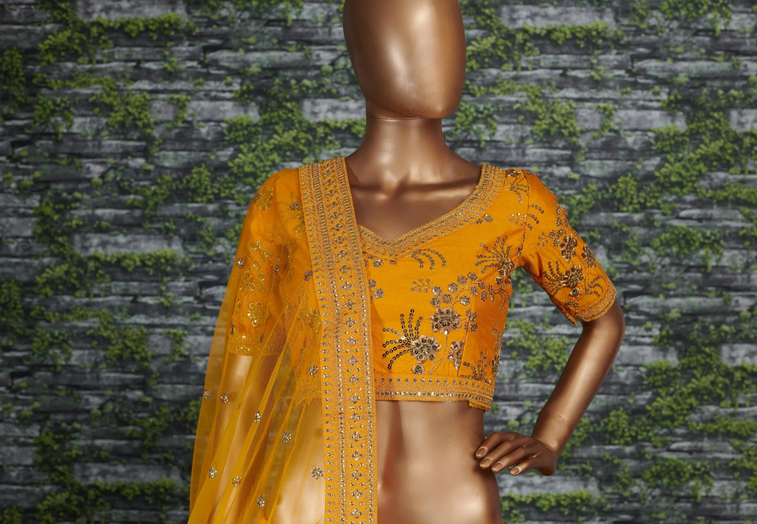 Hypnotic Yellow Colored Wedding Wear Embroidered Satin Lehenga Choli