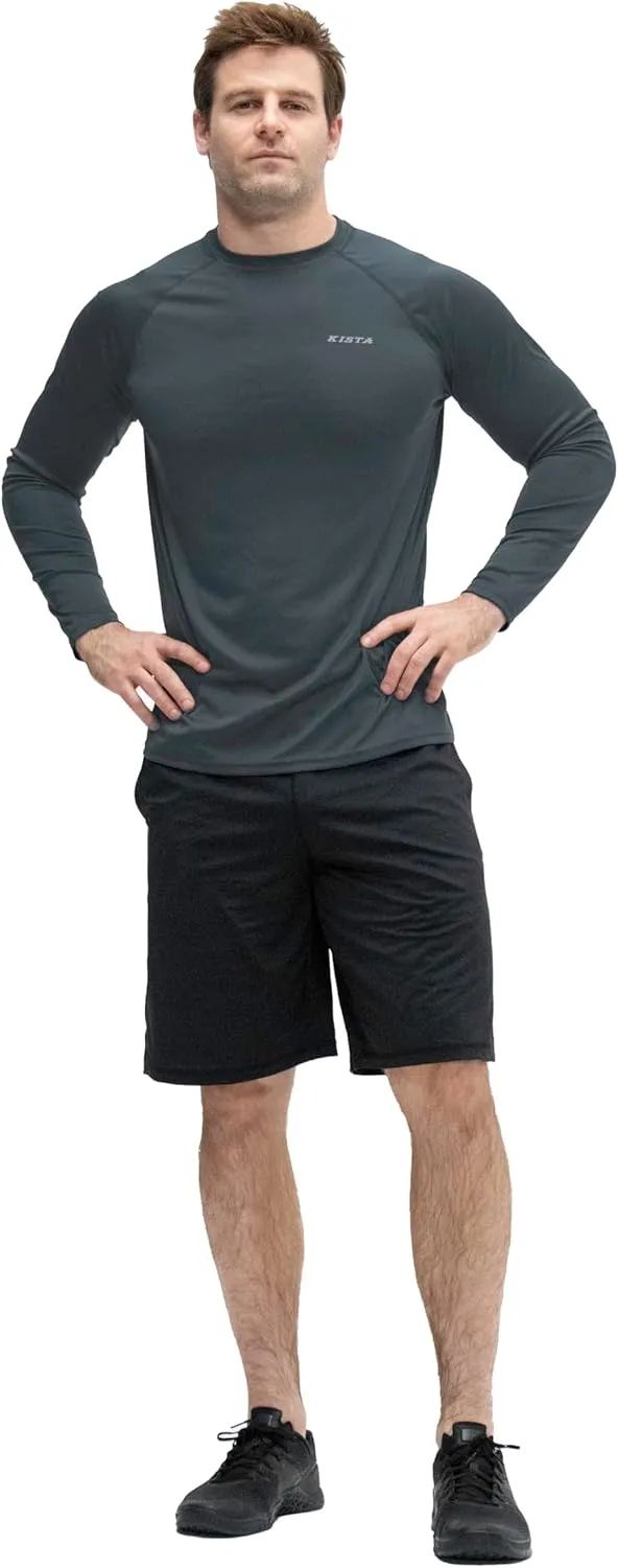 KISTA 2 Pack Men's Long Sleeve Quick Dry Shirts UPF 50  Garage Garden Fishing Running Lightweight Homewear