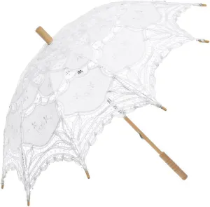 Lace Parasol Umbrella Vintage Wedding Bridal Lace Umbrella for Decoration Photo Tea Party 32 Inch Adult Size