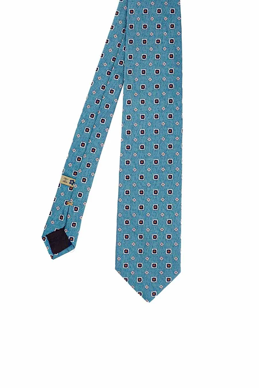 light blue diamonds & florals silk hand made tie