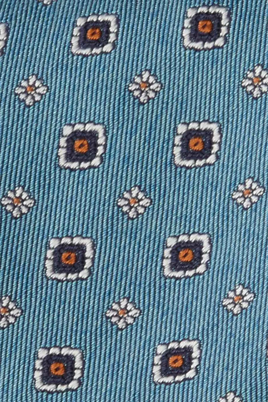 light blue diamonds & florals silk hand made tie
