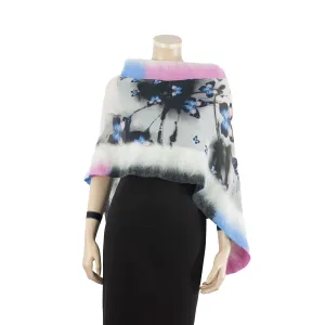 Linked  blue pink butterfly scarf #148-6