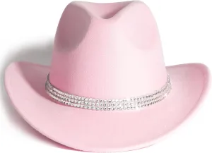 Lisianthus Shiny Rhinestone Cowgirl Hat Glitter Western Party Fedora Cowboy Hat