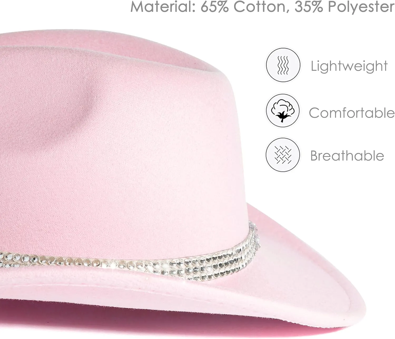 Lisianthus Shiny Rhinestone Cowgirl Hat Glitter Western Party Fedora Cowboy Hat