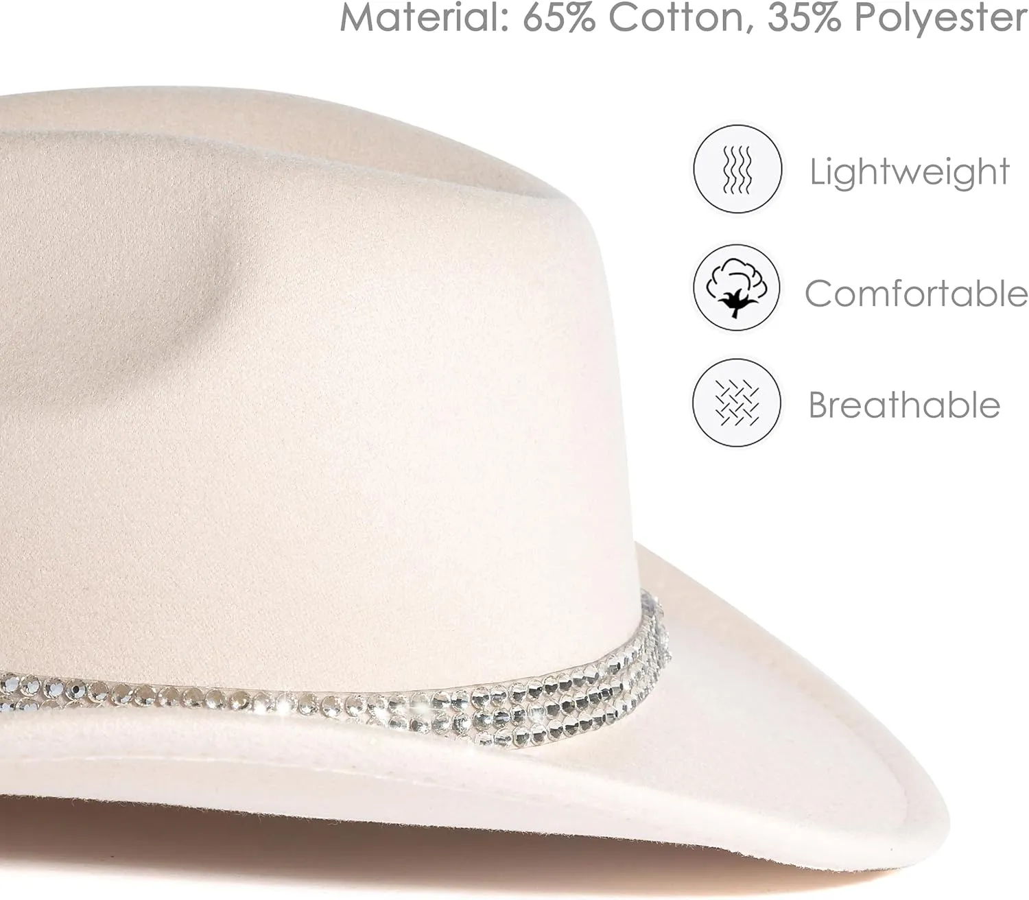 Lisianthus Shiny Rhinestone Cowgirl Hat Glitter Western Party Fedora Cowboy Hat