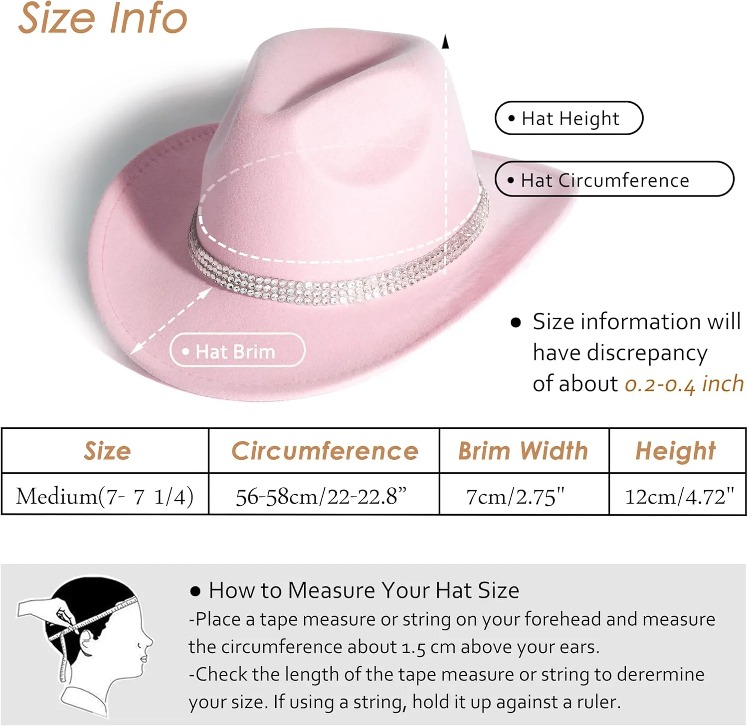 Lisianthus Shiny Rhinestone Cowgirl Hat Glitter Western Party Fedora Cowboy Hat