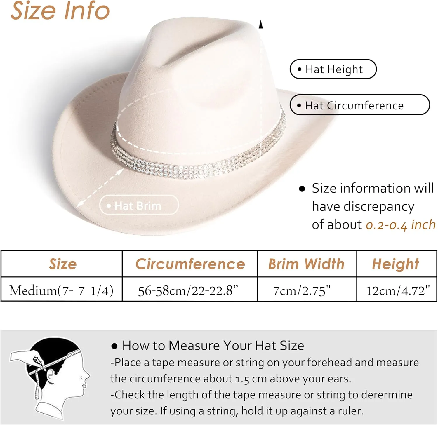 Lisianthus Shiny Rhinestone Cowgirl Hat Glitter Western Party Fedora Cowboy Hat