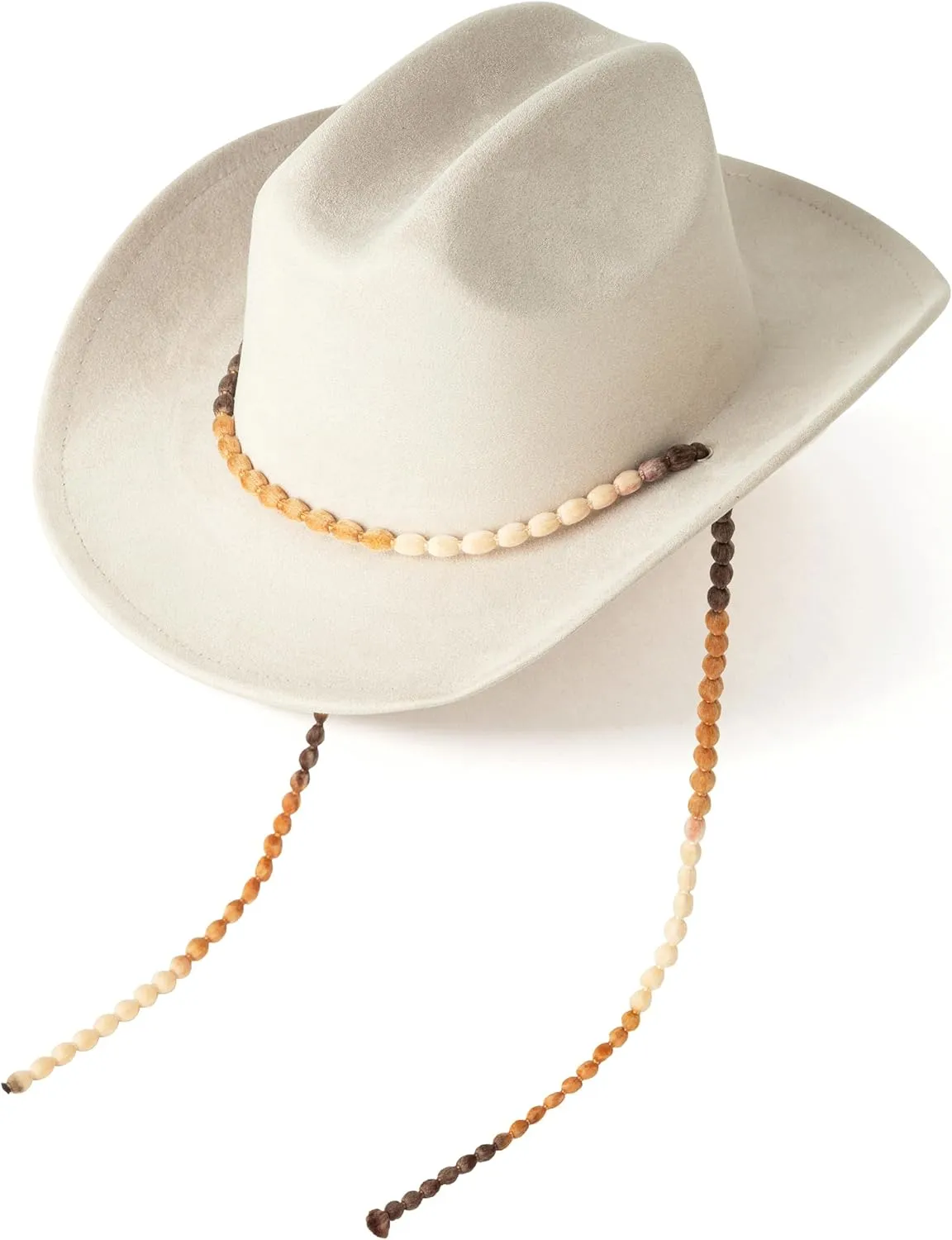 Lisianthus Women Men Wide Brim Suede Western Cowboy Cowgirl Hat with Wind Lanyard