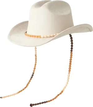 Lisianthus Women Men Wide Brim Suede Western Cowboy Cowgirl Hat with Wind Lanyard