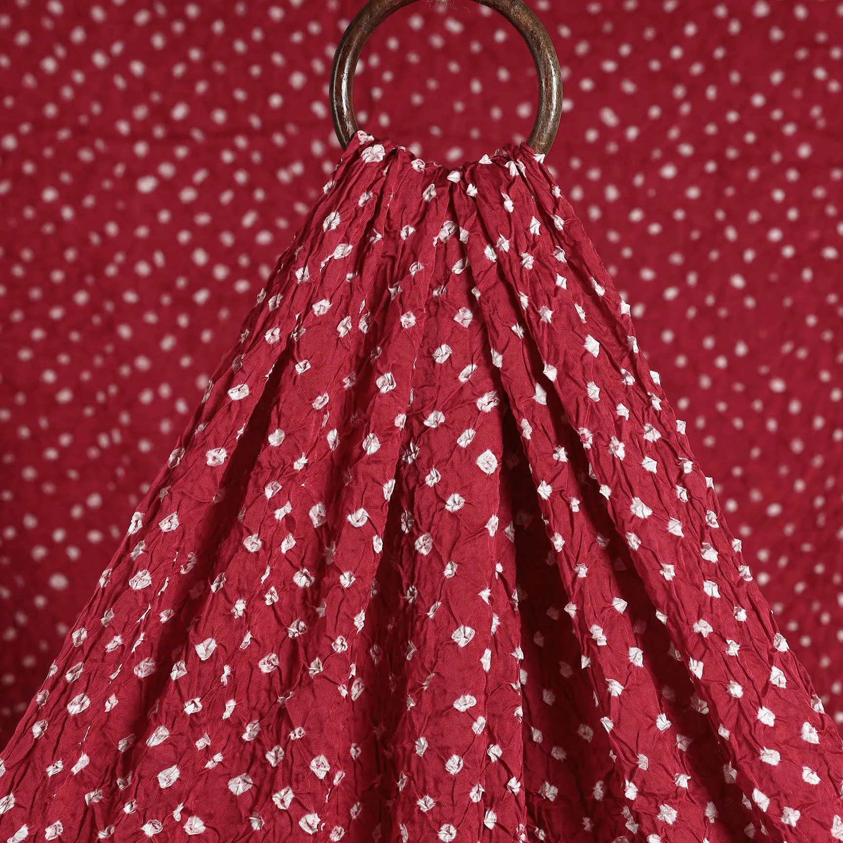 Luscious Red Kutch Bandhani Tie-Dye Modal Silk Fabric