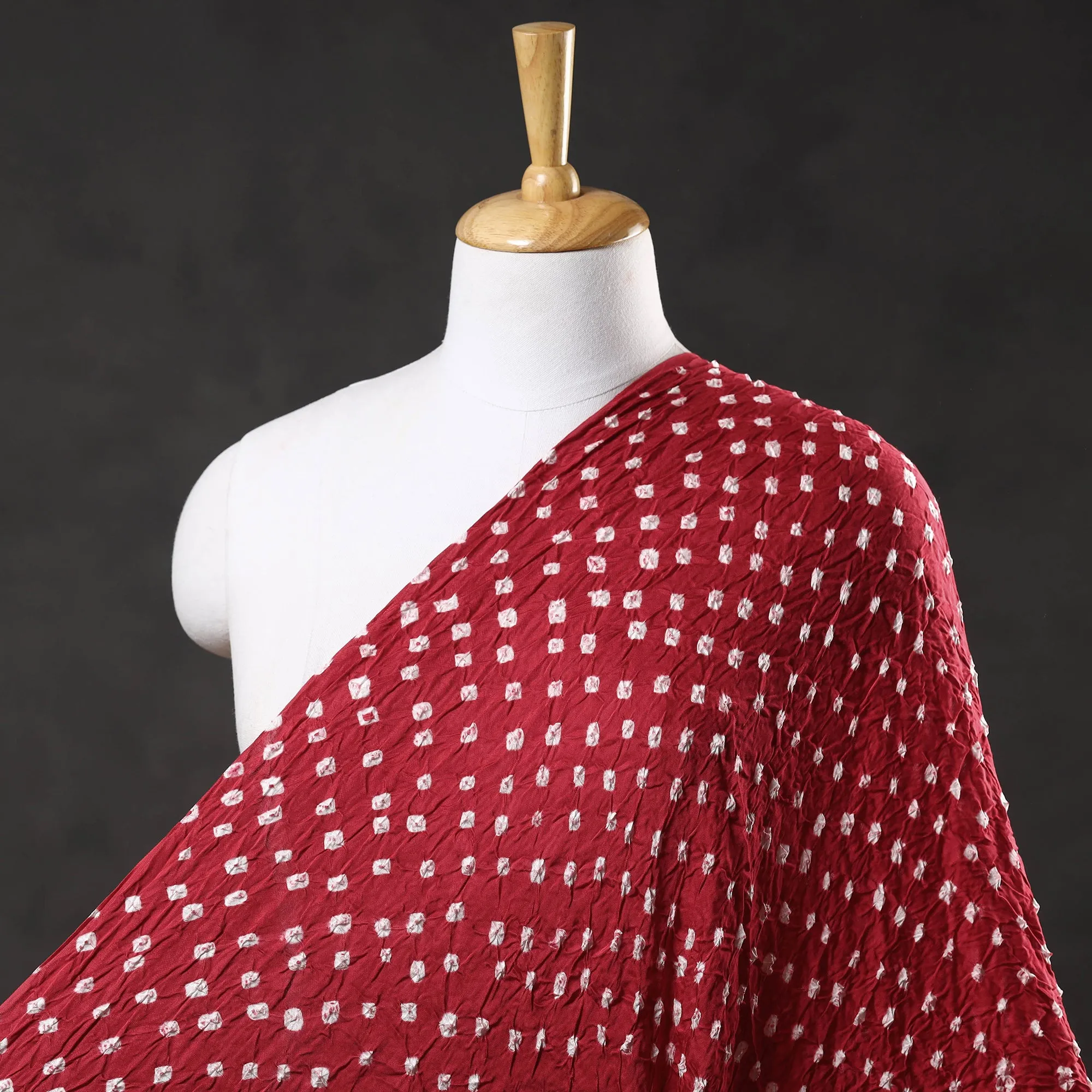 Luscious Red Kutch Bandhani Tie-Dye Modal Silk Fabric