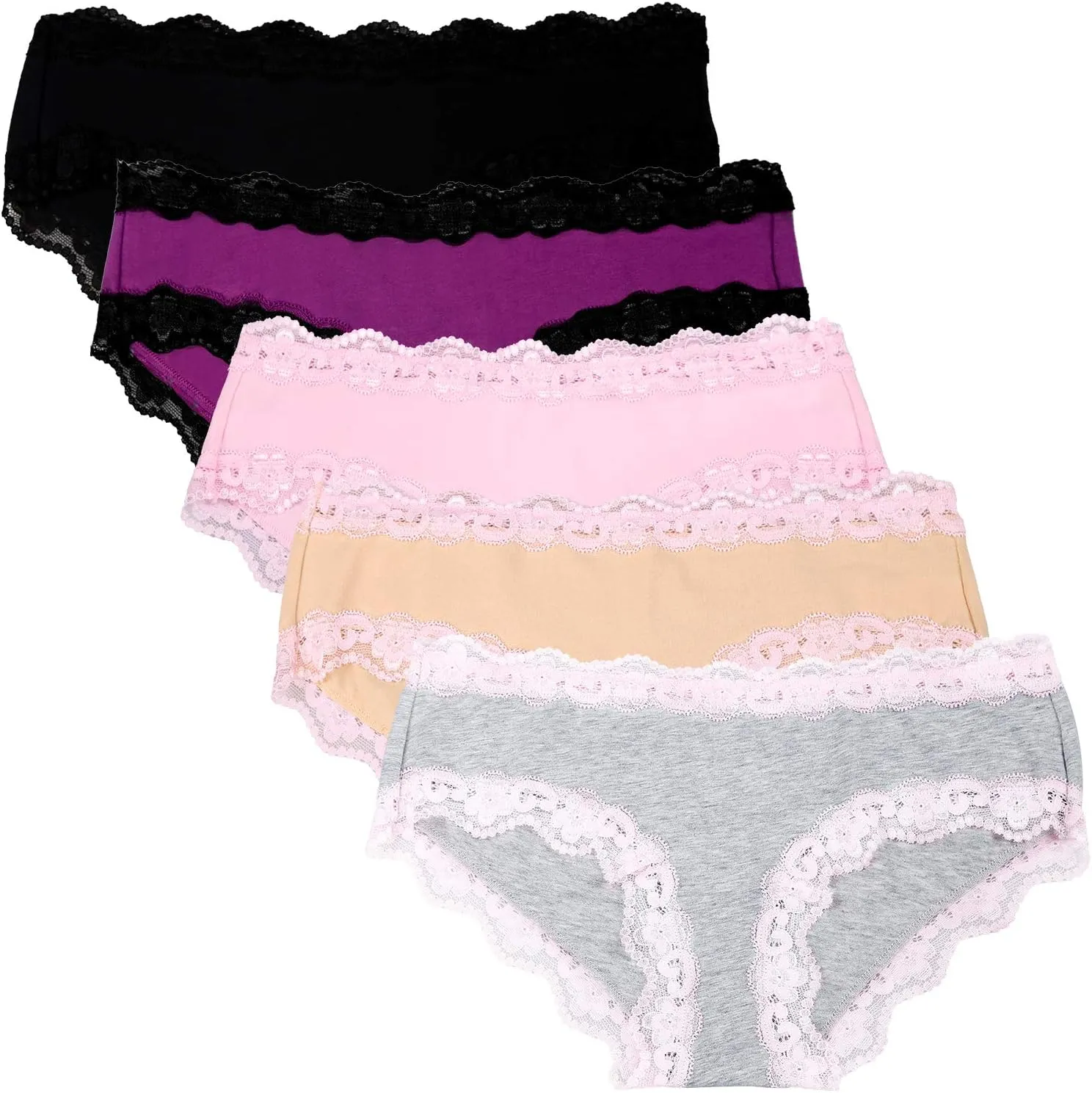 LYYTHAVON Womens Underwear Soft Breathable Cotton Brief Ladies Panties 5-Pack