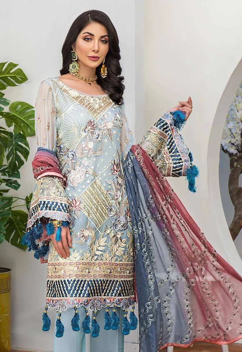Maryam's Gold Luxury Embroidered Chiffon Collection Vol 6 – MG-66 Brunnea