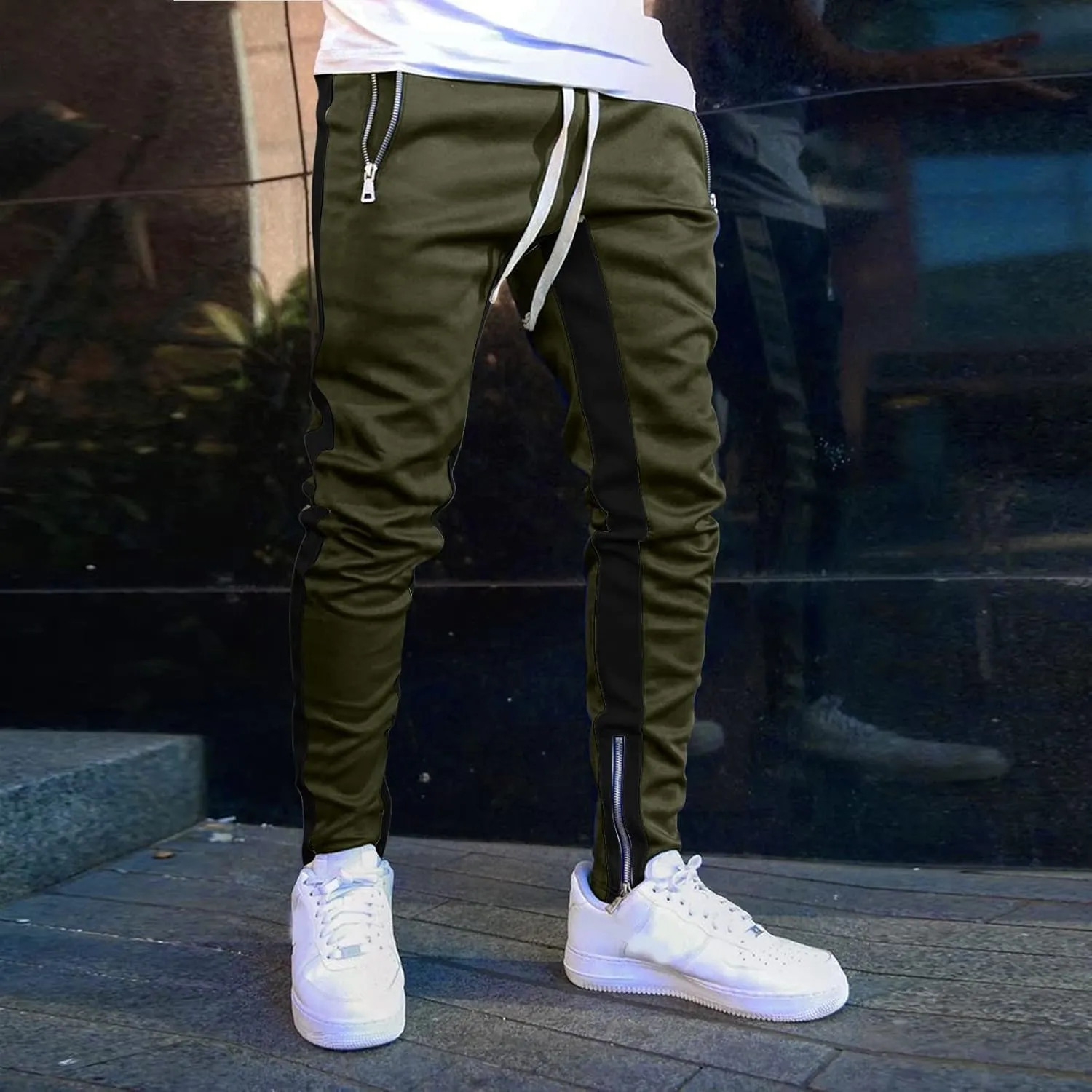 Men's Active Athletic Casual Tricot Sports Length Solid Mens Pants Men's Pants Men's Sweatpants Track Tapered Joggers