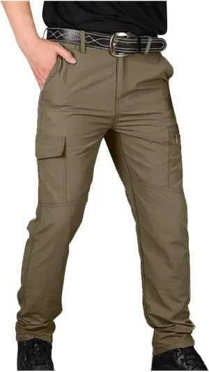 Men's Outdoor Cargo Hiking Pants Lightweight Waterproof Quick Dry Tactical Pants Casual Work Pants Joggers Trousers