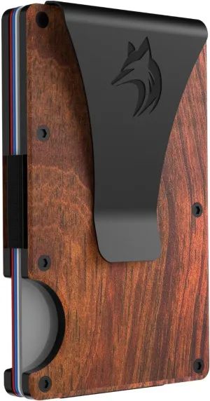Metal Wallets for Men - Slim RFID Blocking Credit Card Holder, Walnut
