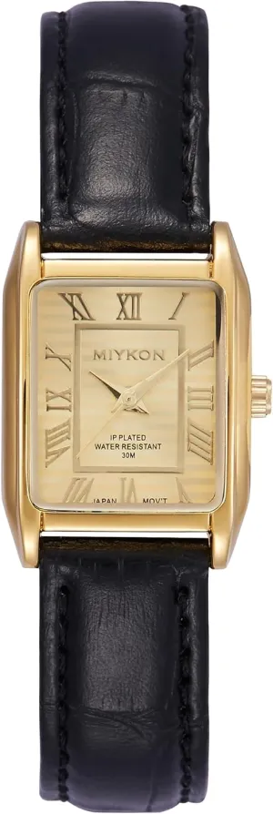 Miykon Vintage Watches for Women | Small Dainty Tank, Square Womens Watch with Genuine Leather Strap and Second Hand | Ion Polished, Luminous Hands, Scratch Resist, Japan Quartz, 100ft Water Resistant
