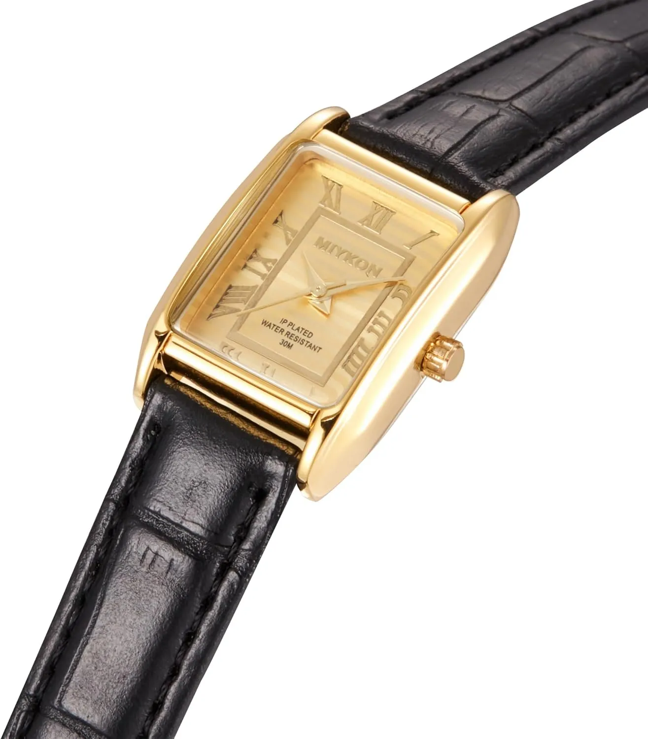 Miykon Vintage Watches for Women | Small Dainty Tank, Square Womens Watch with Genuine Leather Strap and Second Hand | Ion Polished, Luminous Hands, Scratch Resist, Japan Quartz, 100ft Water Resistant