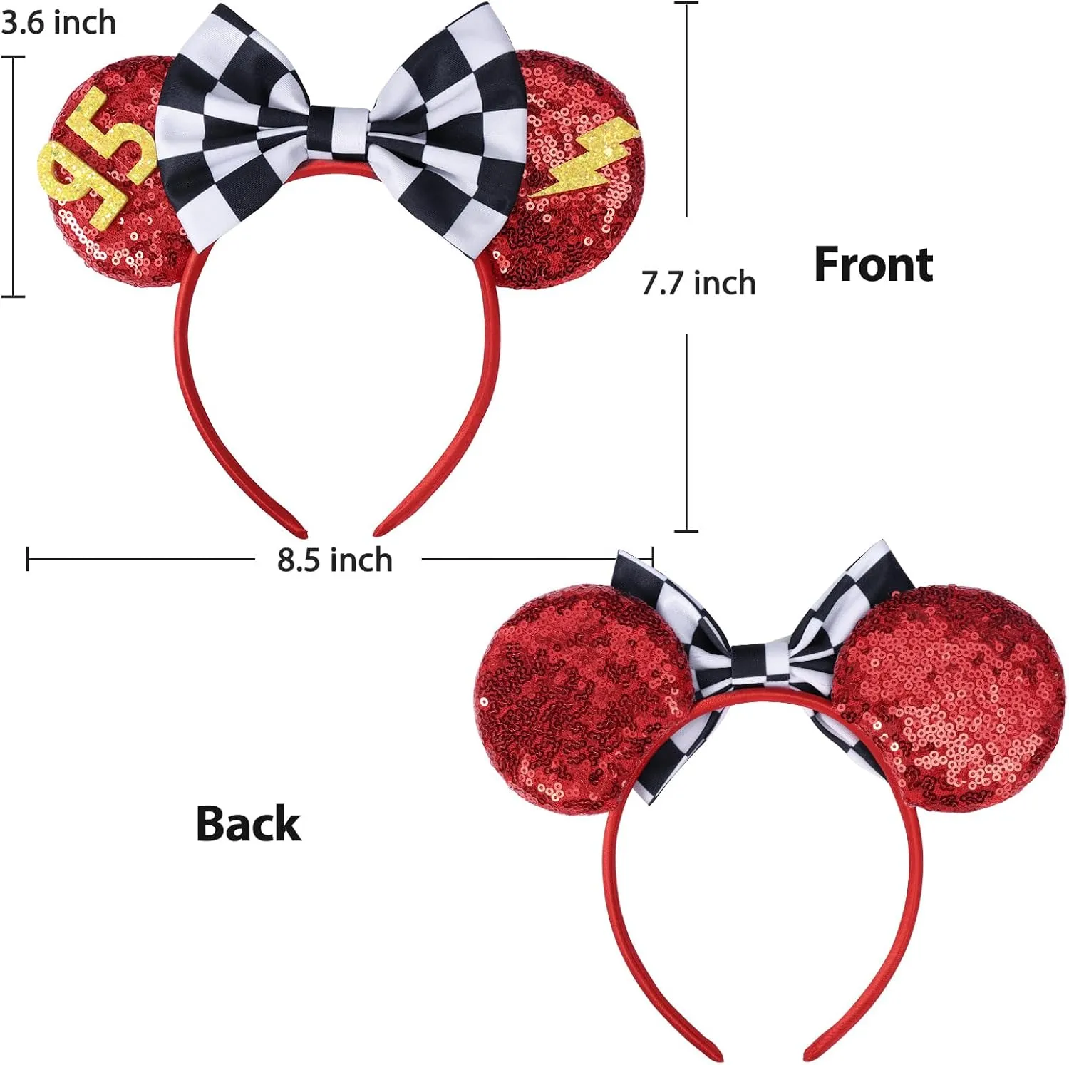 Mouse Ears Headband, Cars Ears for Women Adult Kids, Sequin Headband Park Ears Trips Party Cosplay Costumes Accessories
