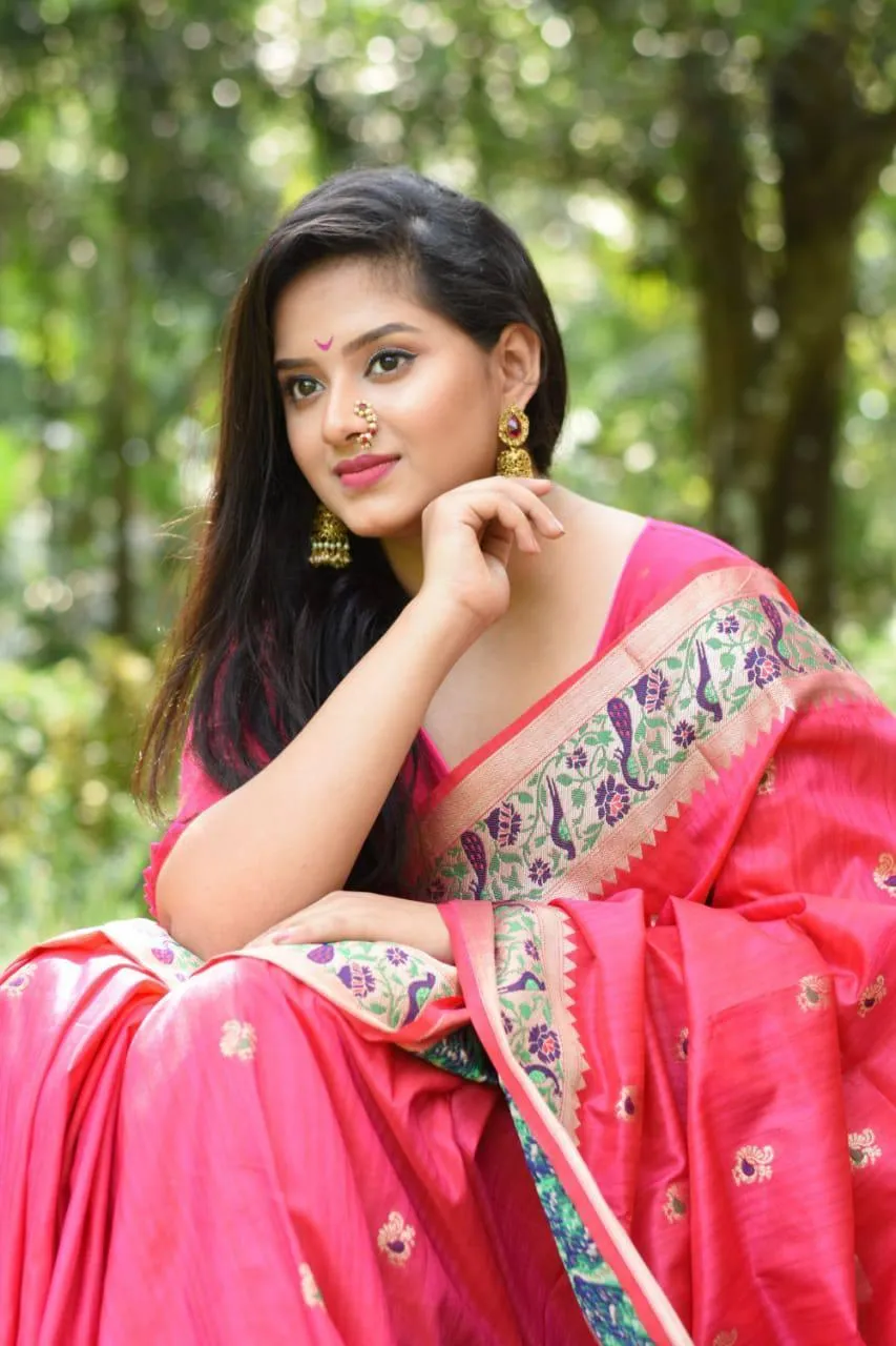 Pink Banarasi Ghicha Silk Paithani  Saree
