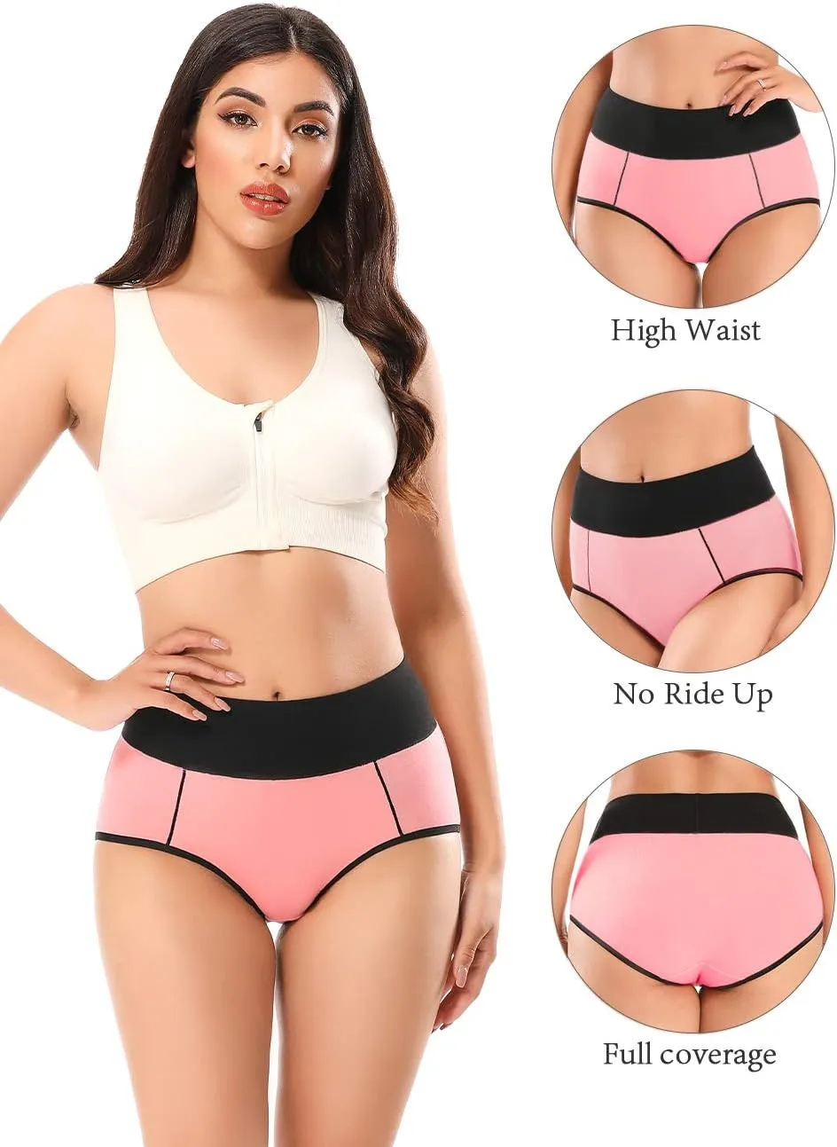 POKARLA Womens Cotton Underwear High Waist Full Coverage Briefs Soft Breathable Postpartum Panties Stretch Underpants