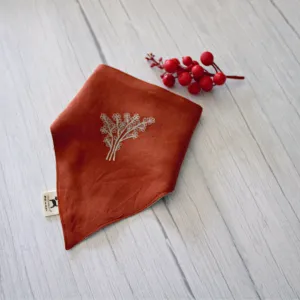PoochMate Linen Bonnet Bandana : Rust