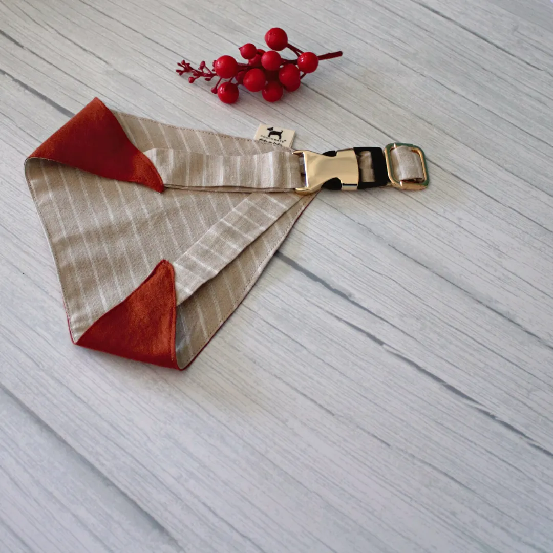 PoochMate Linen Bonnet Bandana : Rust