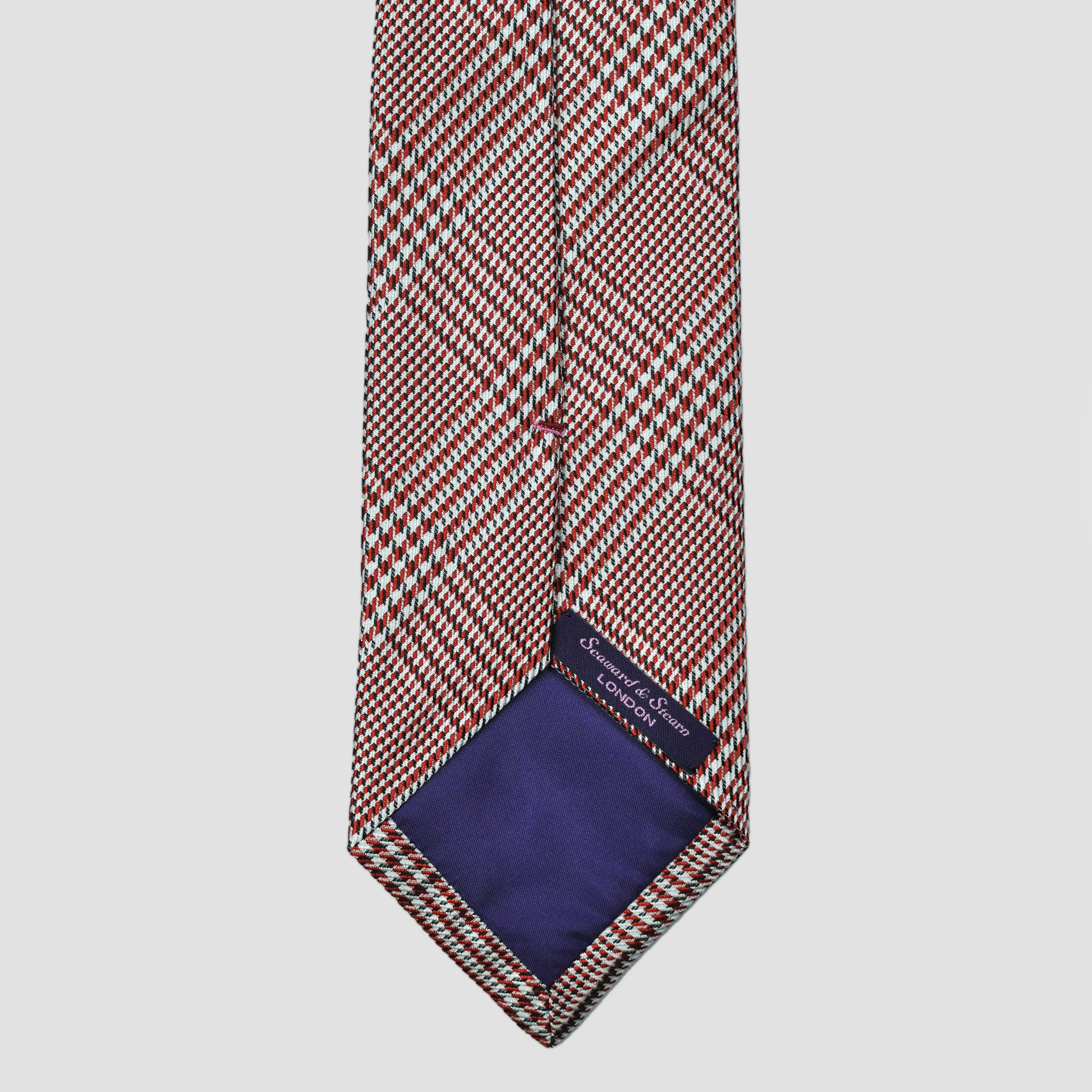 Puppy Tooth Checks Silk Tie in Red