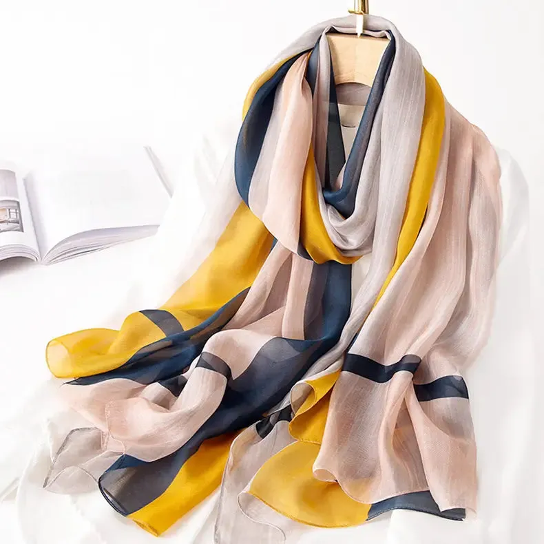 Rainbow - Silk Shawl, Modern style, Dual purpose of Scarf & Shawl