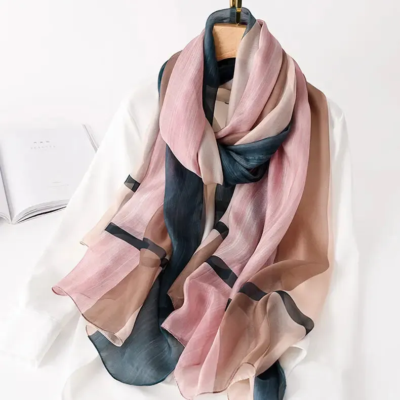 Rainbow - Silk Shawl, Modern style, Dual purpose of Scarf & Shawl