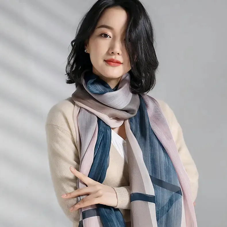 Rainbow - Silk Shawl, Modern style, Dual purpose of Scarf & Shawl