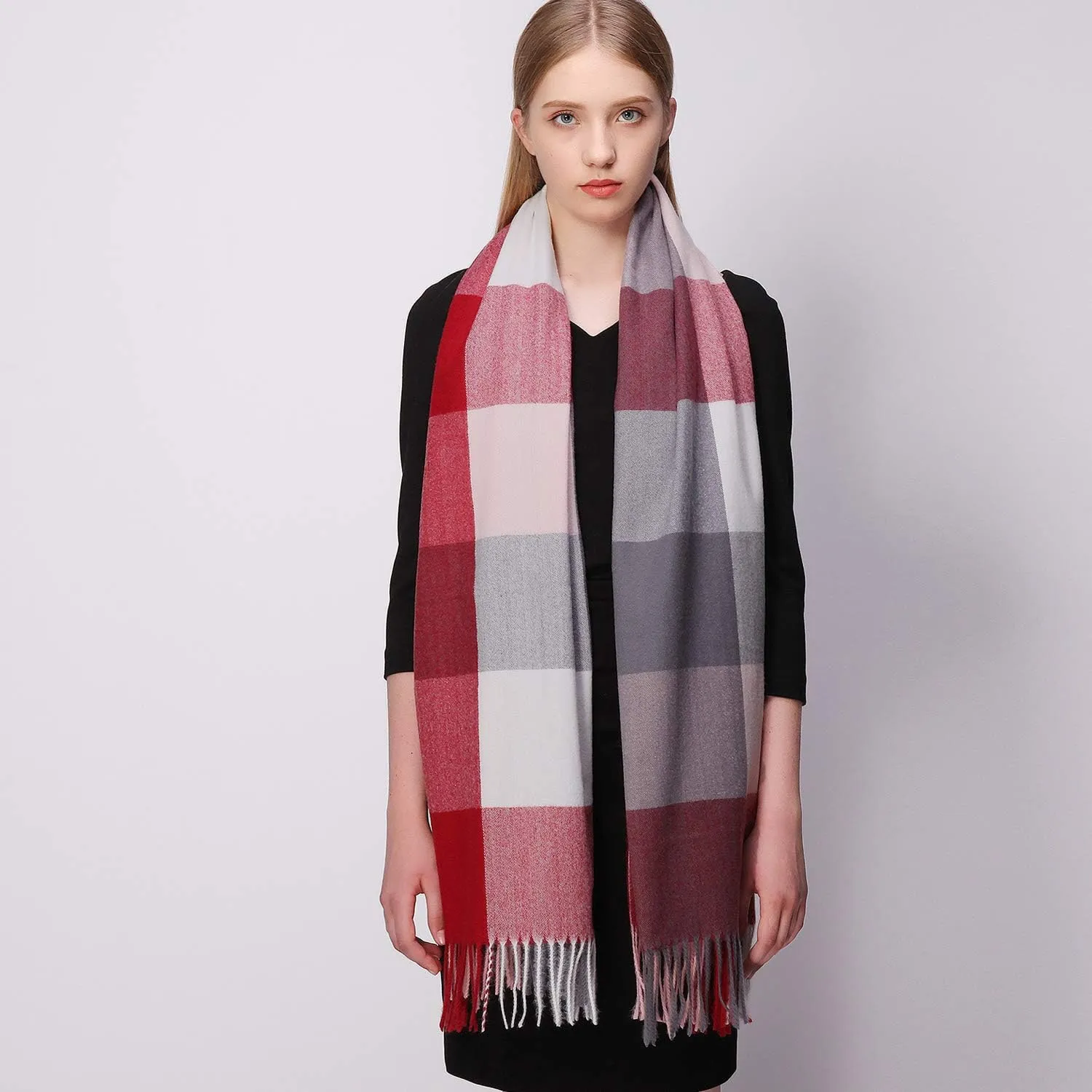 RIIQIICHY Plaid Scarfs for Women Fall Winter Scarves Pashmina Shawls and Wraps for Evening Dresses