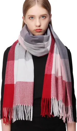 RIIQIICHY Plaid Scarfs for Women Fall Winter Scarves Pashmina Shawls and Wraps for Evening Dresses