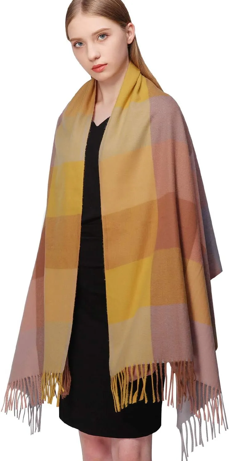 RIIQIICHY Plaid Scarfs for Women Fall Winter Scarves Pashmina Shawls and Wraps for Evening Dresses