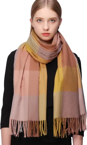 RIIQIICHY Plaid Scarfs for Women Fall Winter Scarves Pashmina Shawls and Wraps for Evening Dresses