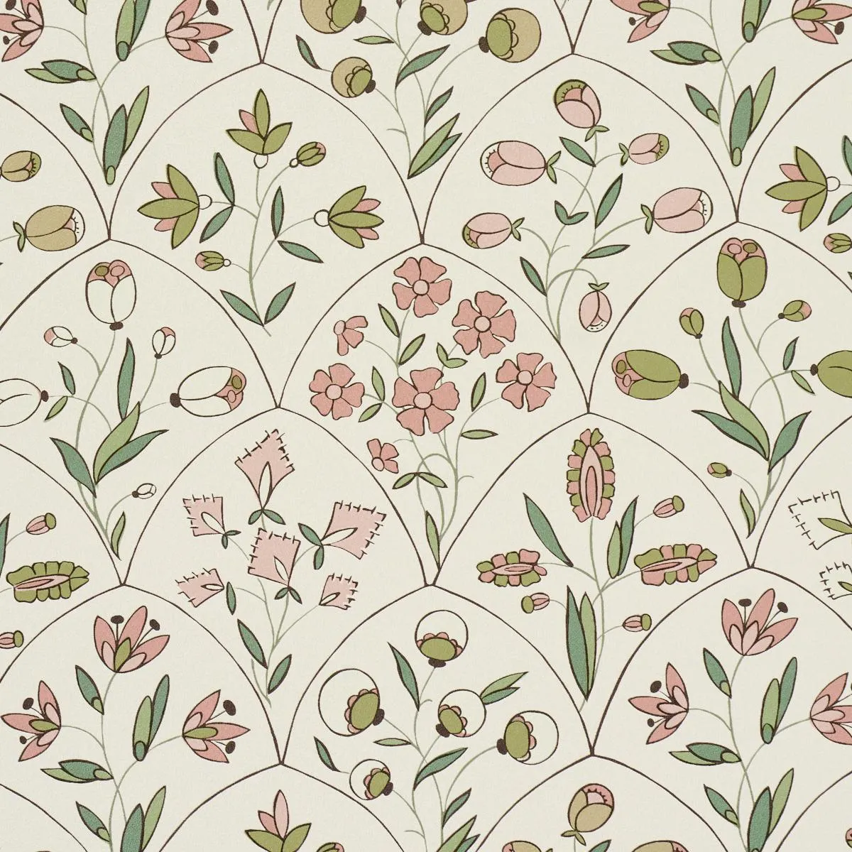 Schumacher Frances Scallop Floral Wallpaper
