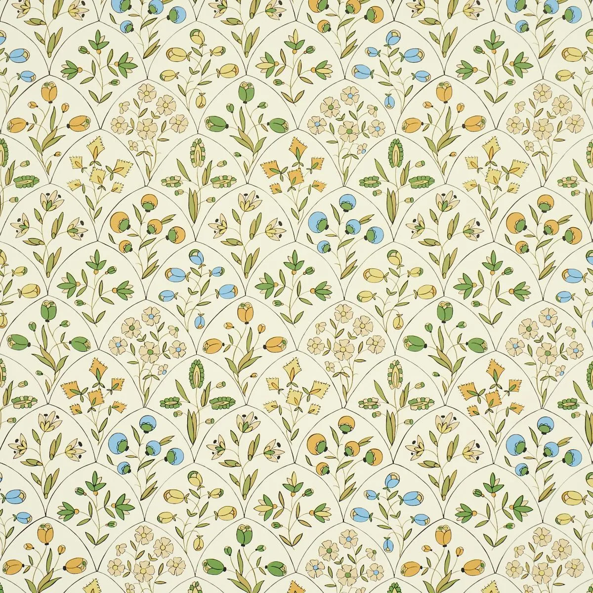 Schumacher Frances Scallop Floral Wallpaper