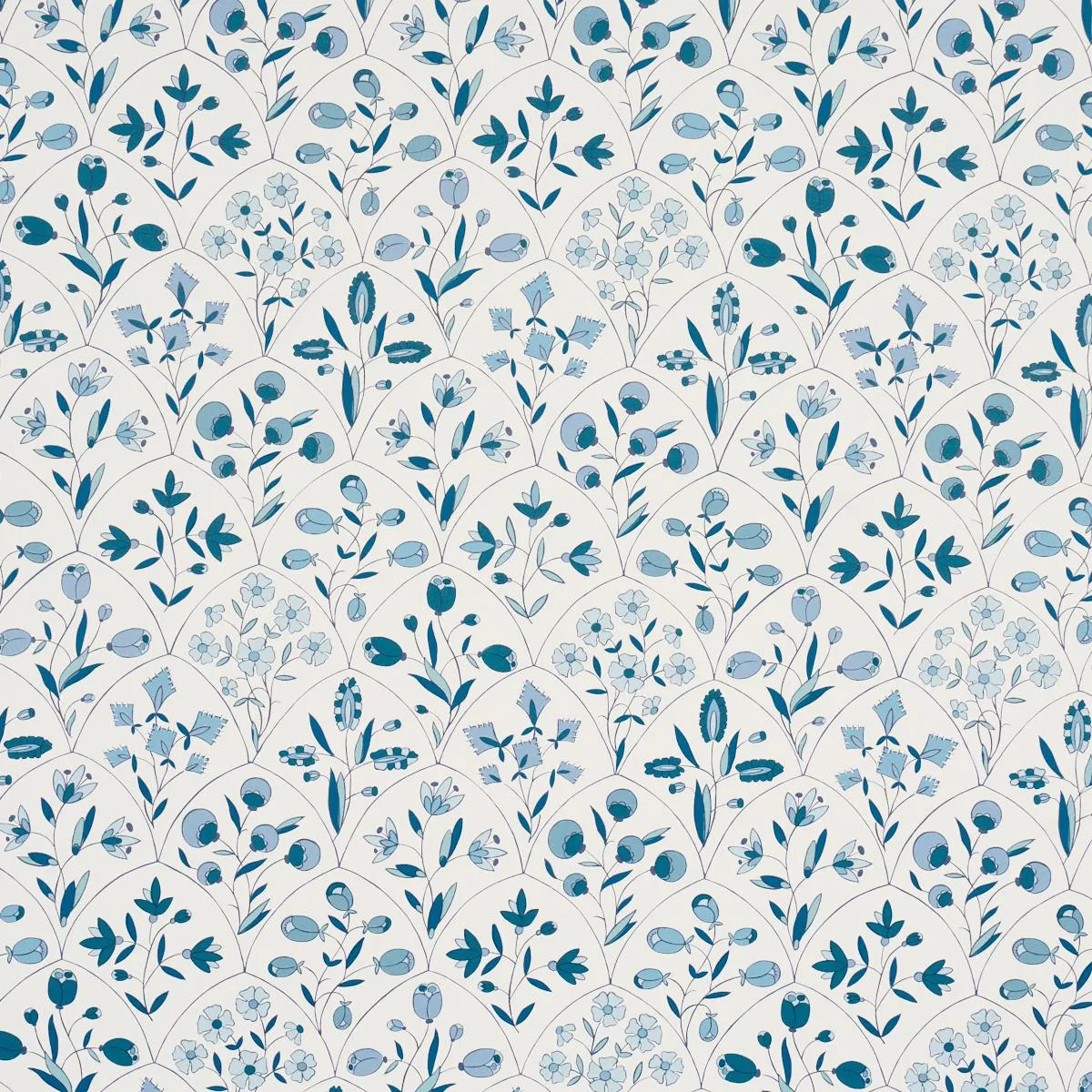 Schumacher Frances Scallop Floral Wallpaper
