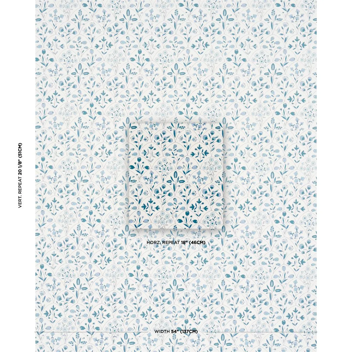 Schumacher Frances Scallop Floral Wallpaper