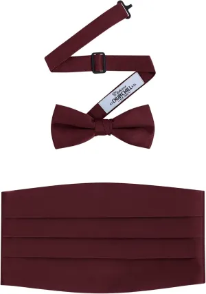 S.H. Churchill & Co. Men's Formal Satin Bowtie and Cummerbund Set
